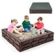 preview thumbnail 14 of 27, Costway Kids Sandbox with Cover Bottom Liner Backyard Beach HDPE - See Details