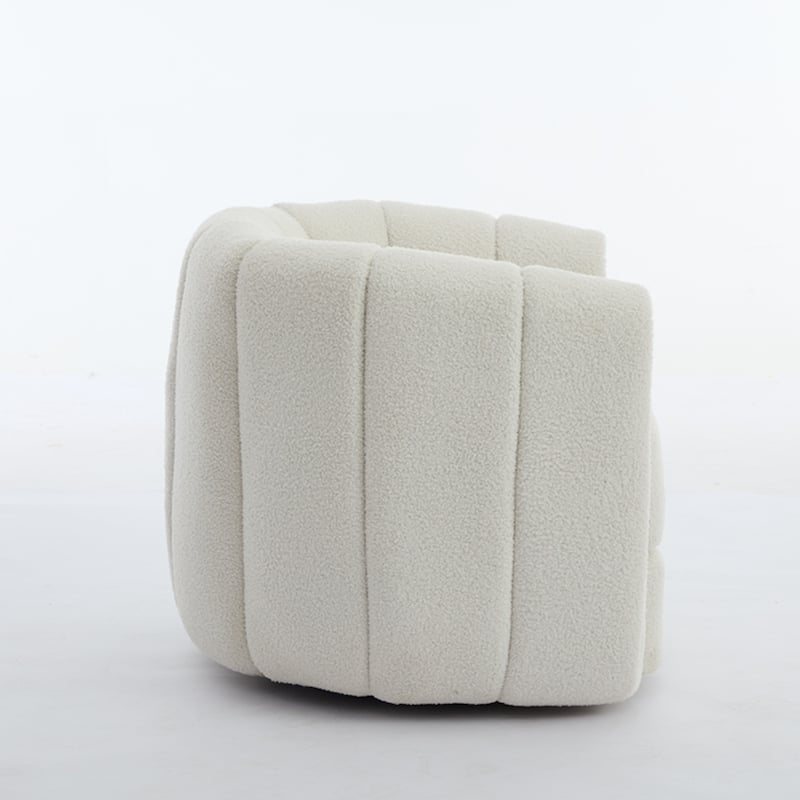 Swivel Teddy Accent Barrel Chair with Upholstered