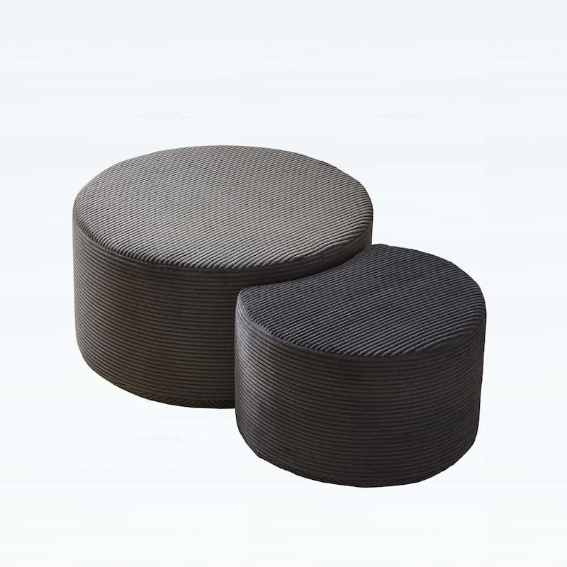 Upholstered Round Tables for Living Room,Set of 2