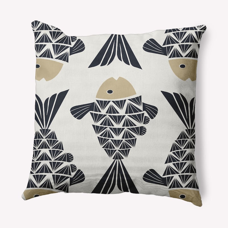 Big Fish Nautical Decorative Indoor Pillow - Taupe - 18" x 18"
