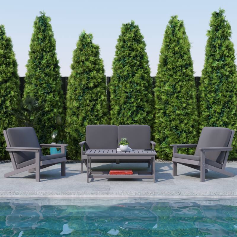All-Weather Poly Resin Adirondack Loveseat & Cushions