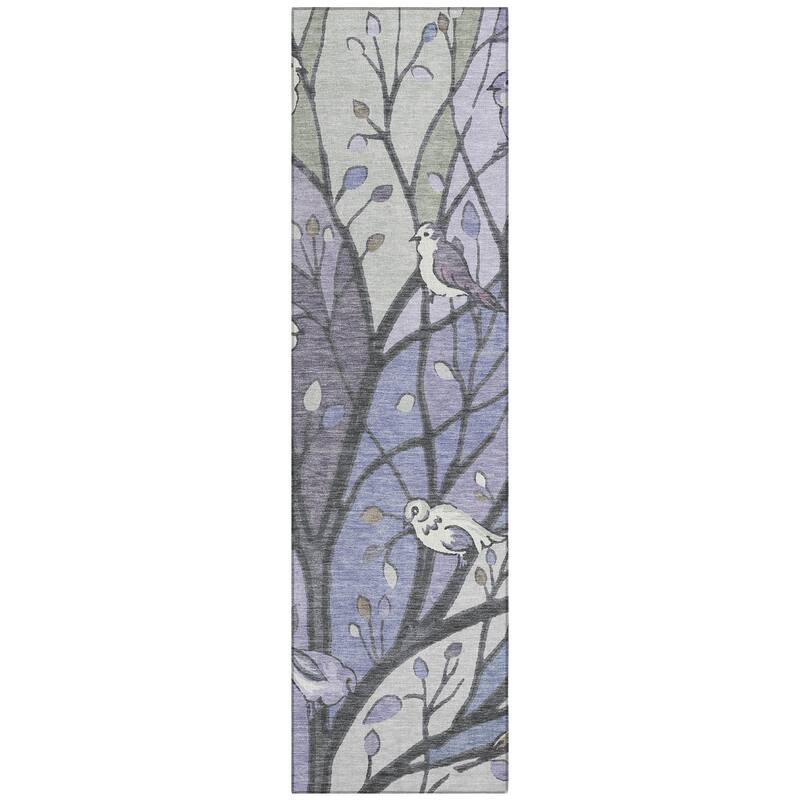 Machine Washable Indoor/ Outdoor Bird Mosaic Chantille Rug