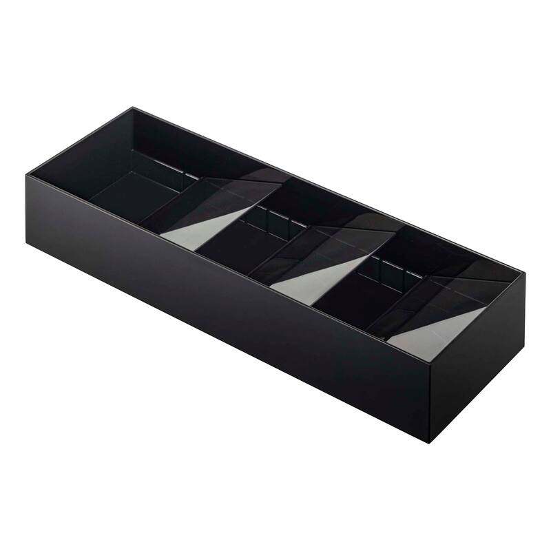 Yamazaki Home Cutlery Organizer - Three Styles, ABS Plastic, Compact, Adjustable - L 4.72 x W 13.78 x H 2.17 inches - Black