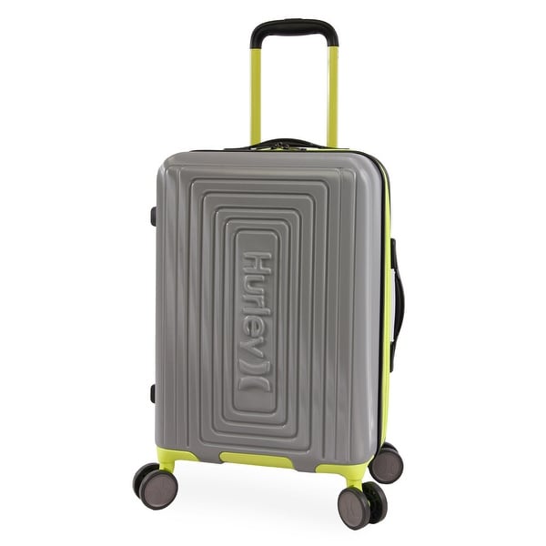 Hurley Suki 21inch Carry On Hardside Spinner Suitcase Grey/Neon On