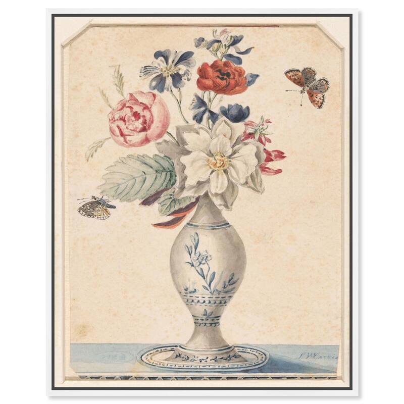 Vase with Flowers II 1850 Canvas by Art Remedy - White - 24" x 30"