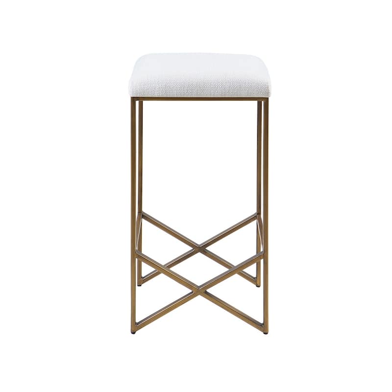 26"H Backless Upholstered Counter Stool in Ivory