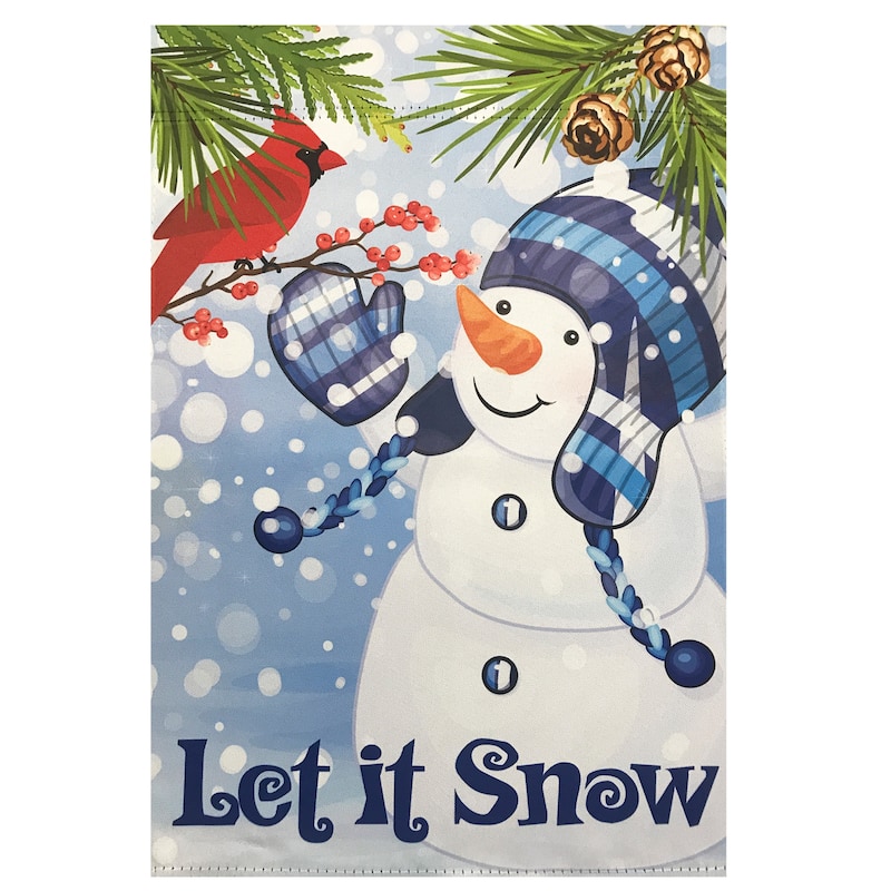 Snowman and Cardinal "Let it Snow" Christmas Outdoor Flag - 40" x 28" - 40" x 28"
