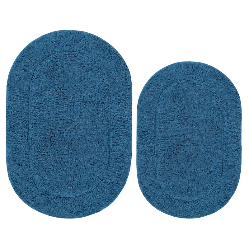 Superior Cotton Non-slip Oval Bath Rug - (Set of 2)