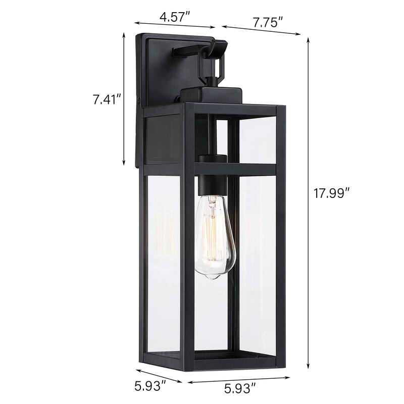 Matte Black Dusk to Dawn Outdoor Wall Light with Clear Glass Shade