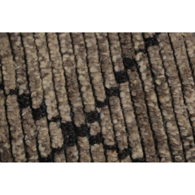 Striped Trellis Moroccan Oriental Area Rug Handmade Wool Carpet - 5'8" x 8'5"