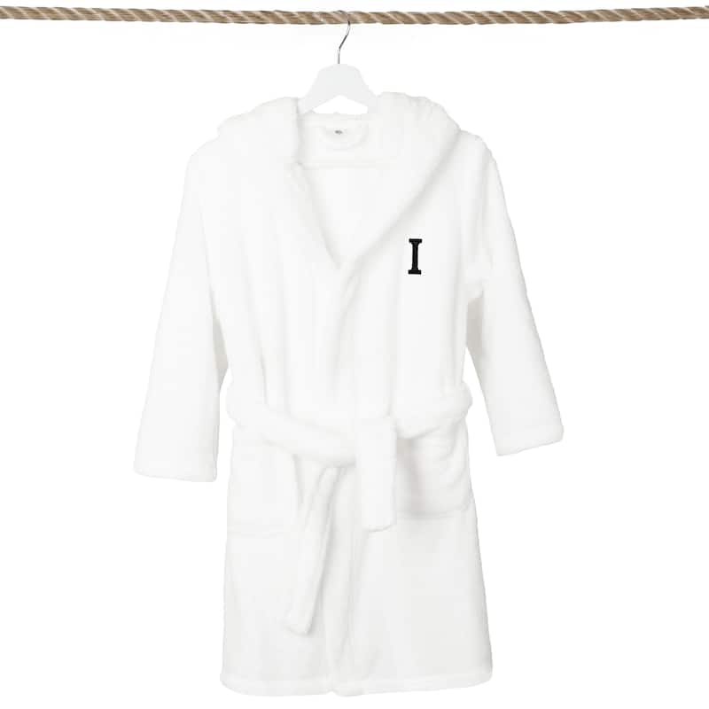 Sweet Kids 100% Polyester SUPER PLUSH Double Brushed Hooded Bathrobe with Black Bookman Monogram