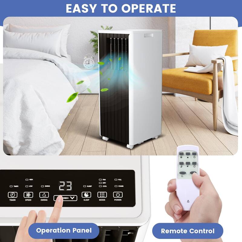 8000 BTU Portable Air Conditioner with Cooling, Remote Control, Timer