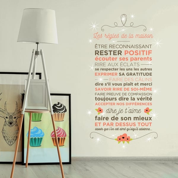 Shop Walplus French Floral Quote Wall Sticker Decal Decor Swarovski Crystal Overstock 31770439