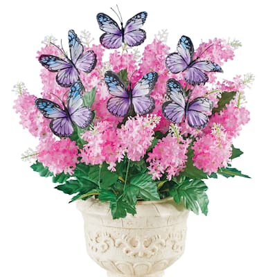 Artificial Lilac Butterfly Bushes - Set of 3 - 10 x 17.5 x 10