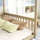 preview thumbnail 7 of 5, Full Size Pine Wood Canopy Frame Floor Bed w/Fence&Guardrails,Natural