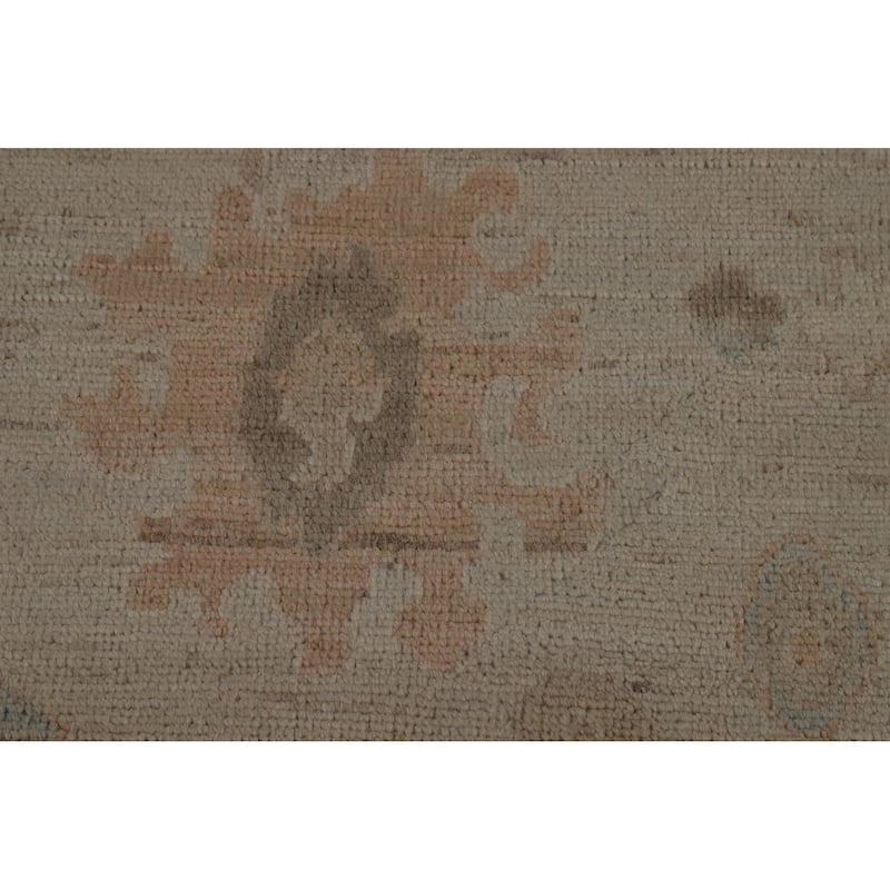 Beige Oushak Turkish Area Rug Handmade Vegetable Dye Wool Carpet - 8'2" x 10'2"