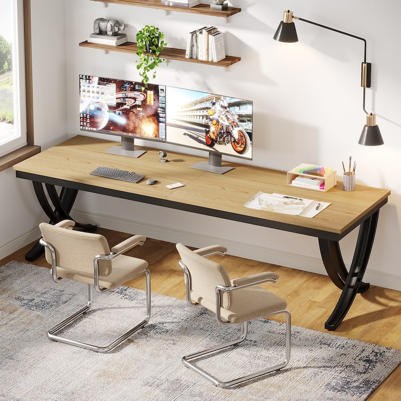 78.74" Extra Long Double Computer Desk with Metal Legs for Home Office