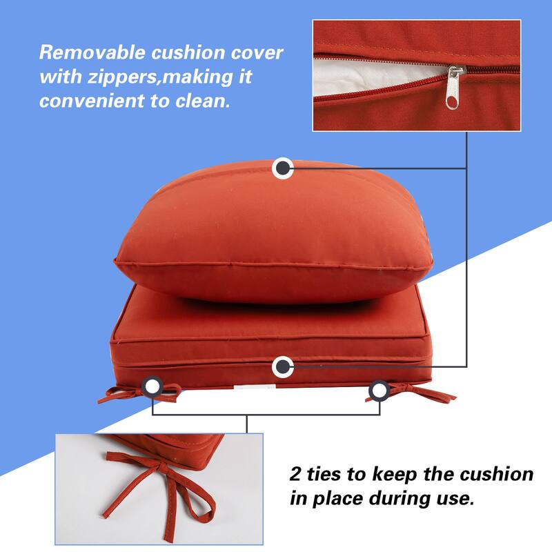 24 x 22 in. 2-Piece Deep Seating Outdoor Lounge Chair Cushions