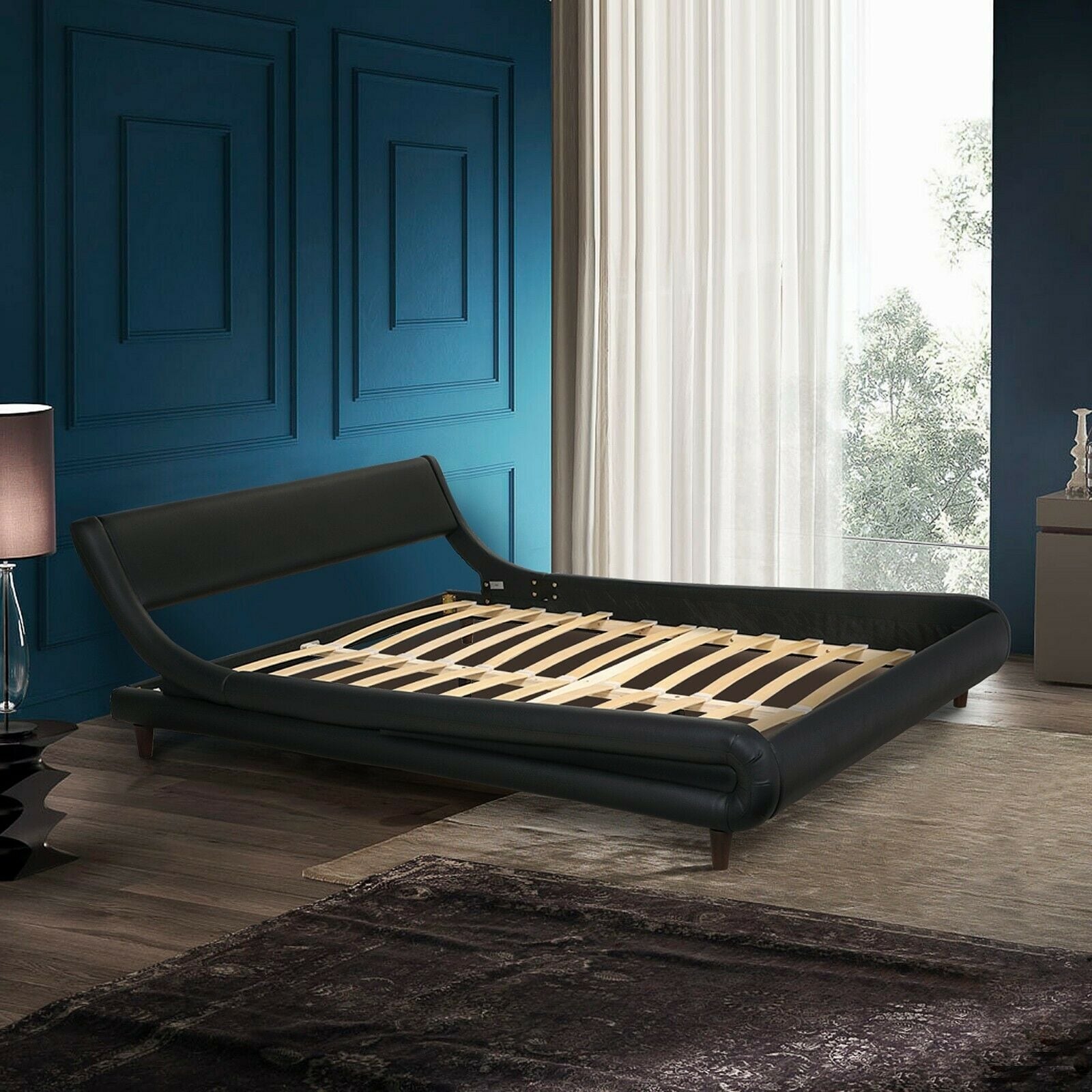 Wood upholstered sales headboard queen