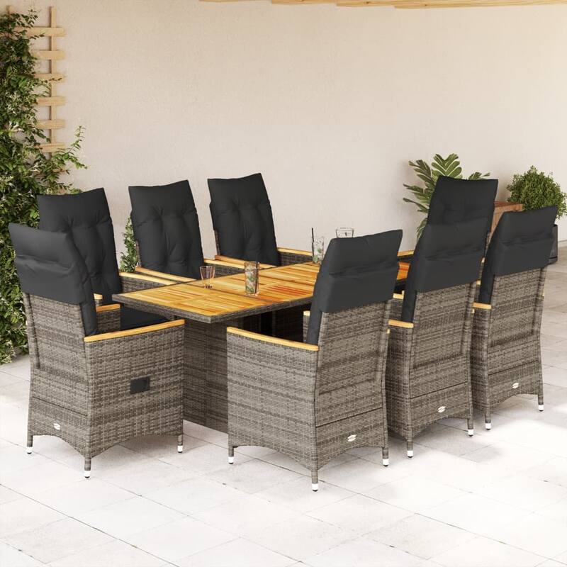vidaXL Garden Dining Set Grey - 23.2 x 22.0 x 36.2 in - Grey-2