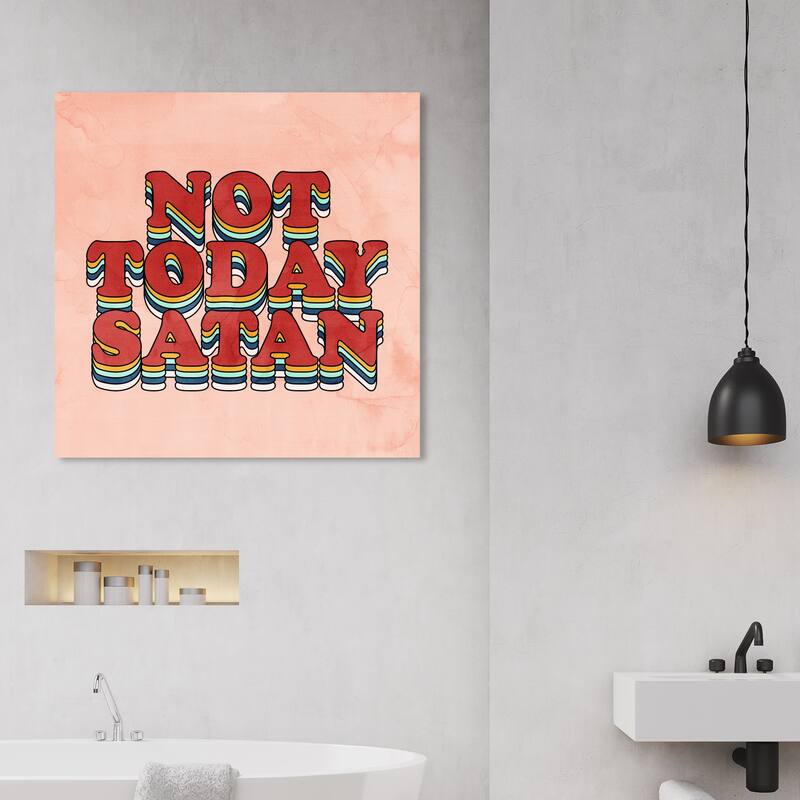 Wynwood Studio 'Not Today Satan' Typography and Quotes Wall Art Canvas Print Funny Quotes and Sayings - Red, Blue - 30 x 30