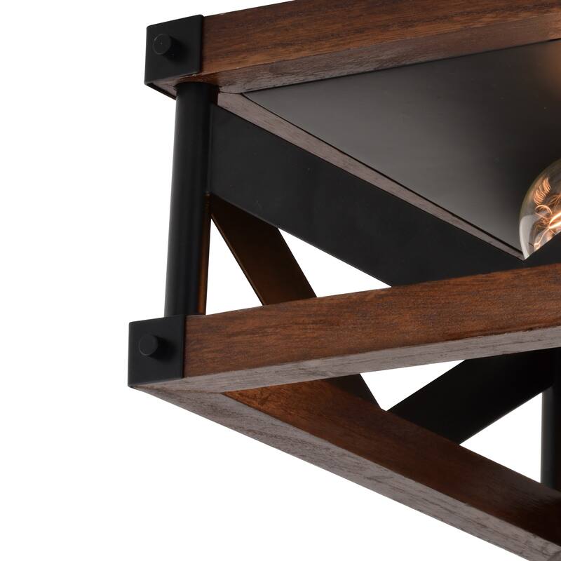 Wade 13-in W Black Rustic Square Open Cage Flush Mount Ceiling Light Fixture - 13-in W x 5.5-in H x 13-in D