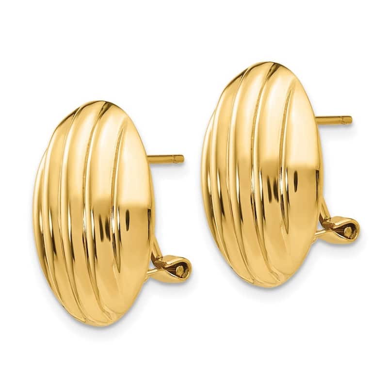 Curata 14k Yellow Gold Polished Fancy Omega Back Post Earrings - 19x18mm