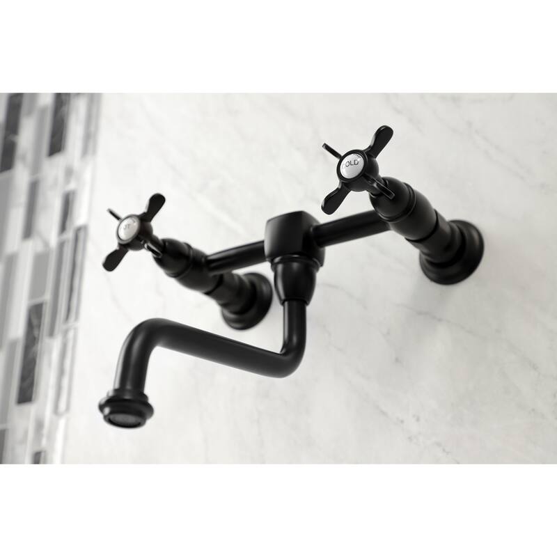 Essex Two-Handle 2-Hole Wall Mount Bathroom Faucet - Matte Black