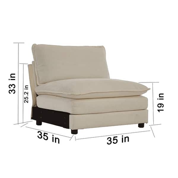 dimension image slide 19 of 20, Cloud Chenille Upholstered Modular Sectional Sofa with DIY Combination Design