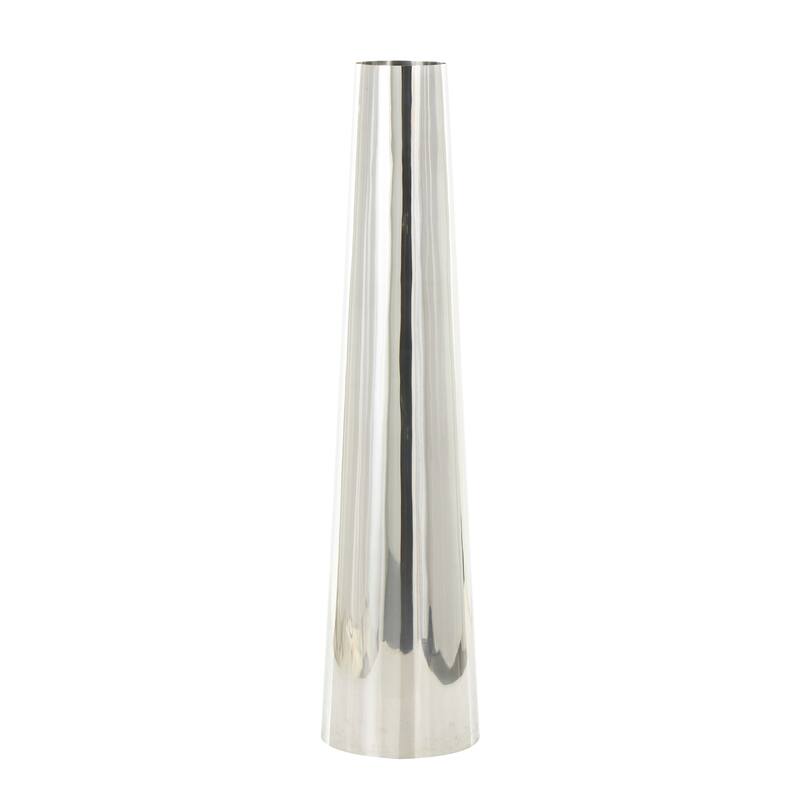 Gold or Silver Stainless Steel Metal Minimalistic Tall Floor Cone Vase