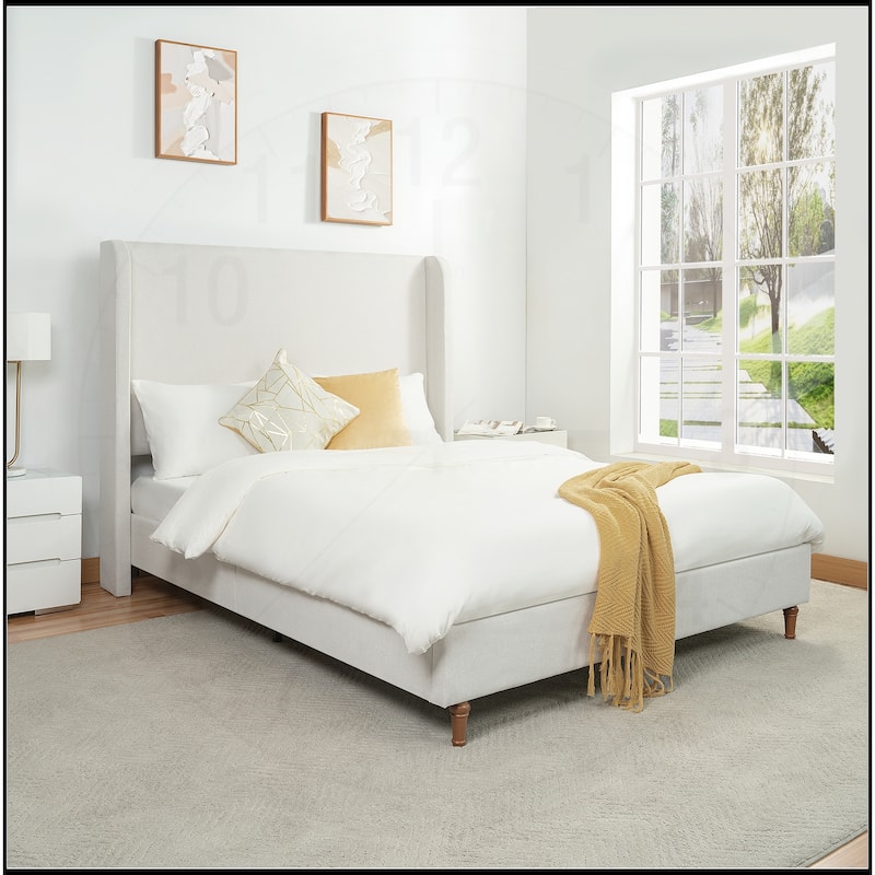 Premium Chenille Minimalist Designs Upholstered Platform Bed