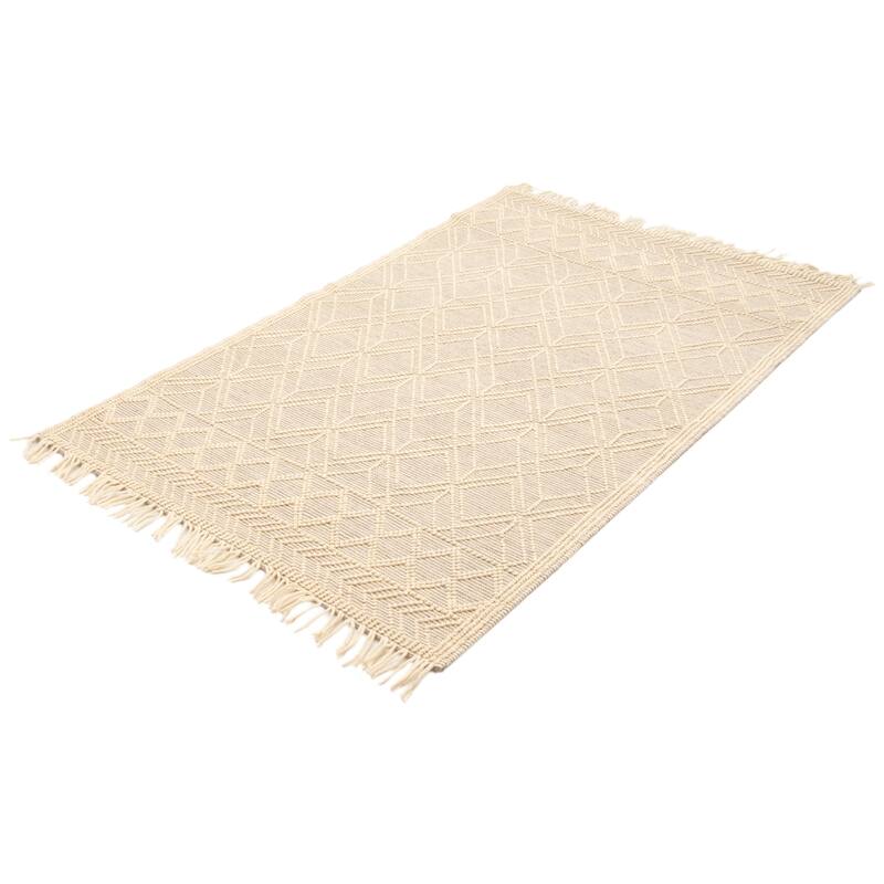 ECARPETGALLERY Braid weave Sienna Cream Wool Rug - 5'0 x 8'0