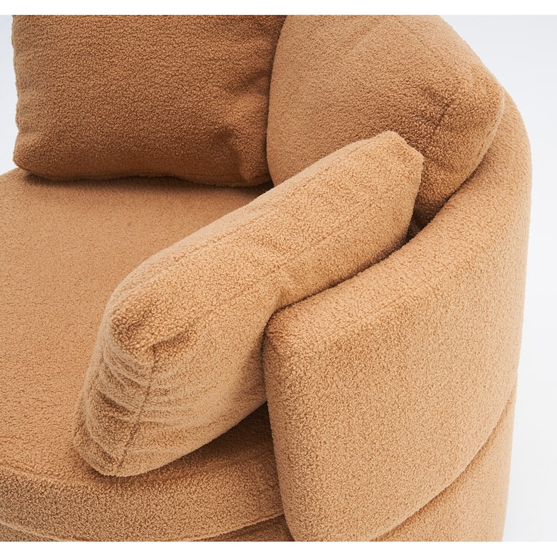 Fabric Swivel Chair With Storage and Back Cushion For Living Room