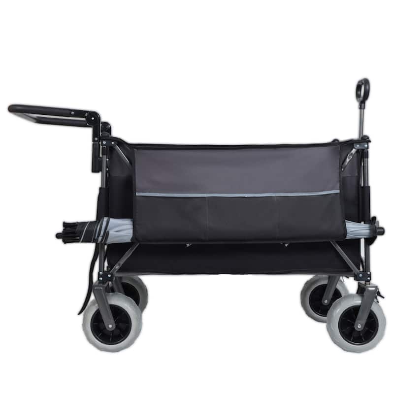 Multi-Functional Push-Pull Folding Wagon Cart With Rotating Handle & 9"X4" Beach Tires For Camping & Beach-300l Xl Heavy-Duty