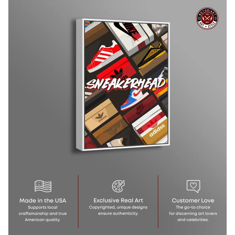 Notoriart Sneakerhead Collection Framed Sneaker 1 Piece Canvas Wall Art