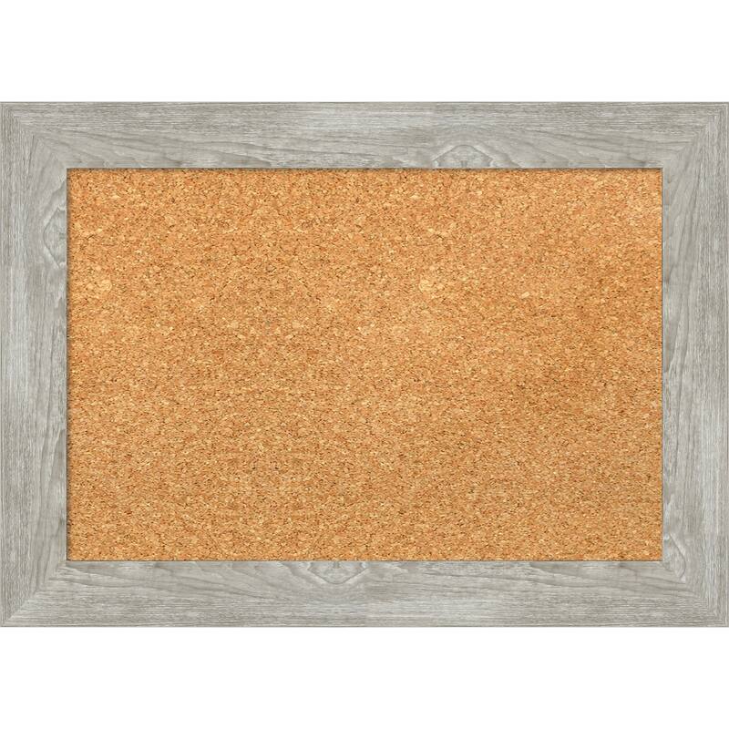 Dove Greywash Narrow Framed Cork Bulletin Memo Board - 22-Inch x 16-Inch