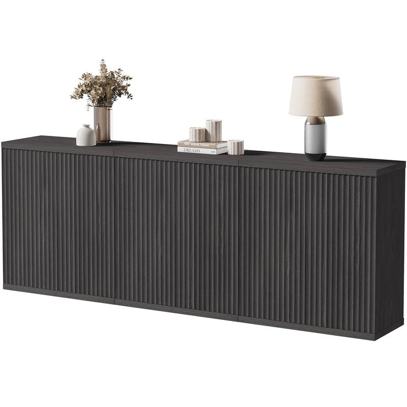 Set of 3 Versatile Push to Open Side Cabinets for Modern Homes - 34.2x30.9x15.4 - Black