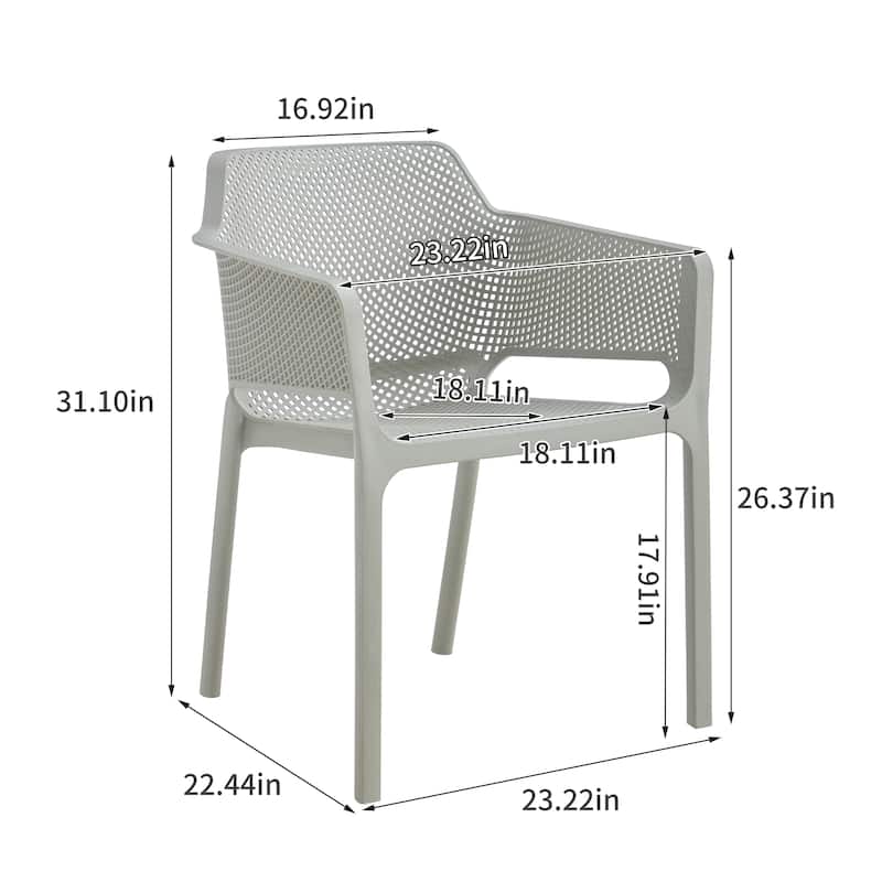 Patio Indoor 3 Piece Plastic Arm Chair Bistro GRS Premium Ocean Plastic