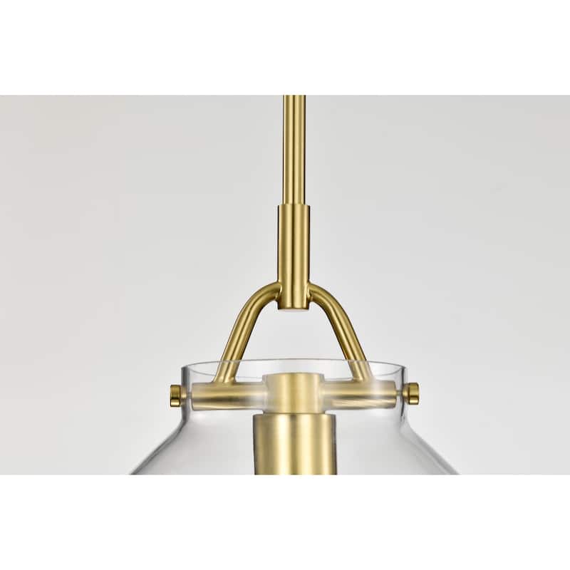 Magno Brass Pendant Light with Clear Glass Lantern Shade - Brass-Clear