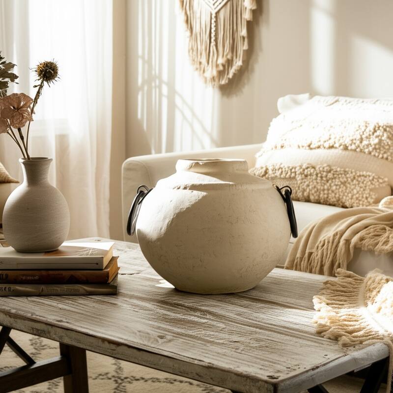 Pottery Ecomix Vase with Handles Modern Boho Style Versatile Display