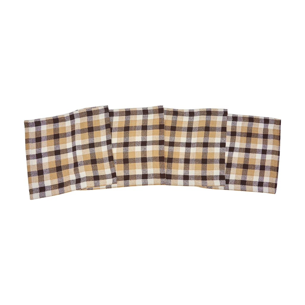 13" x 72" Dunmore Plaid Cocoa Table Thanksgiving Table Runner