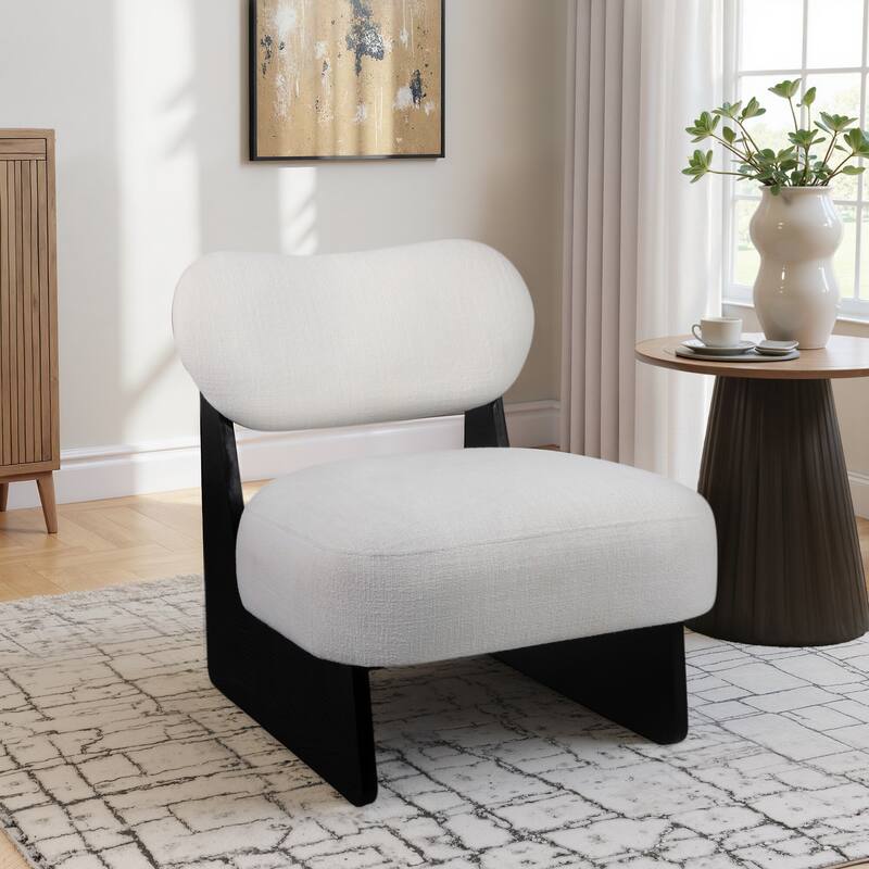 Wood and Non-Woven Fabric Curved Backrest Accent Chair - 29" White - 26.5" x 30.5" x 29"