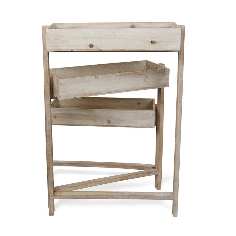 Wooden 3-Tier Movable Shelf Storage Rack