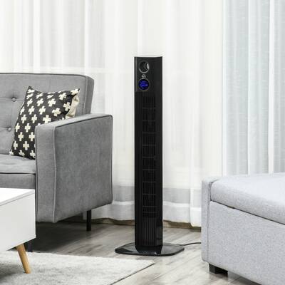 HOMCOM Freestanding Tower Fan Cooling with Aroma Function, Oscillating, 12h Timer, LED Sensor Panel, Remote Controller