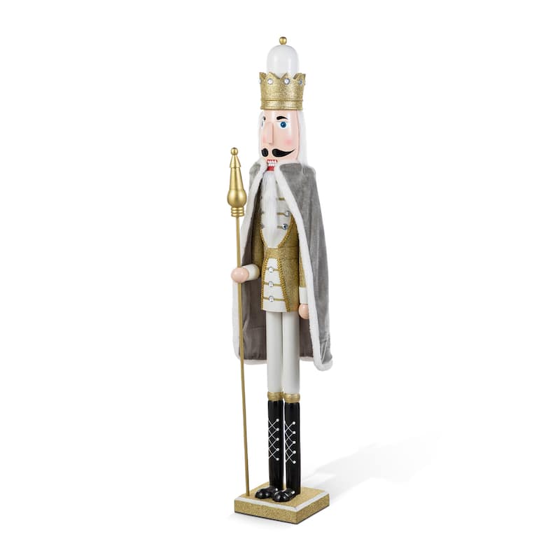 Glitzhome 36"H/42"H Wooden Christmas Deluxe Gold King Soldier Nutcracker