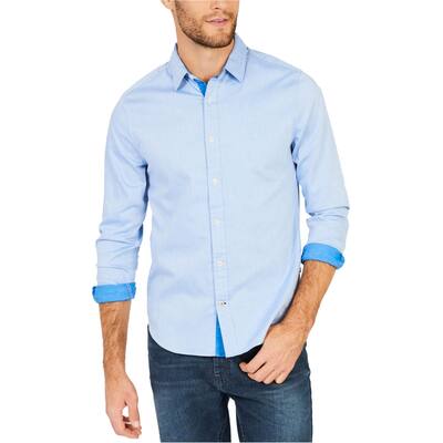 Nautica Mens Twill Button Up Shirt, Blue, XX-Large
