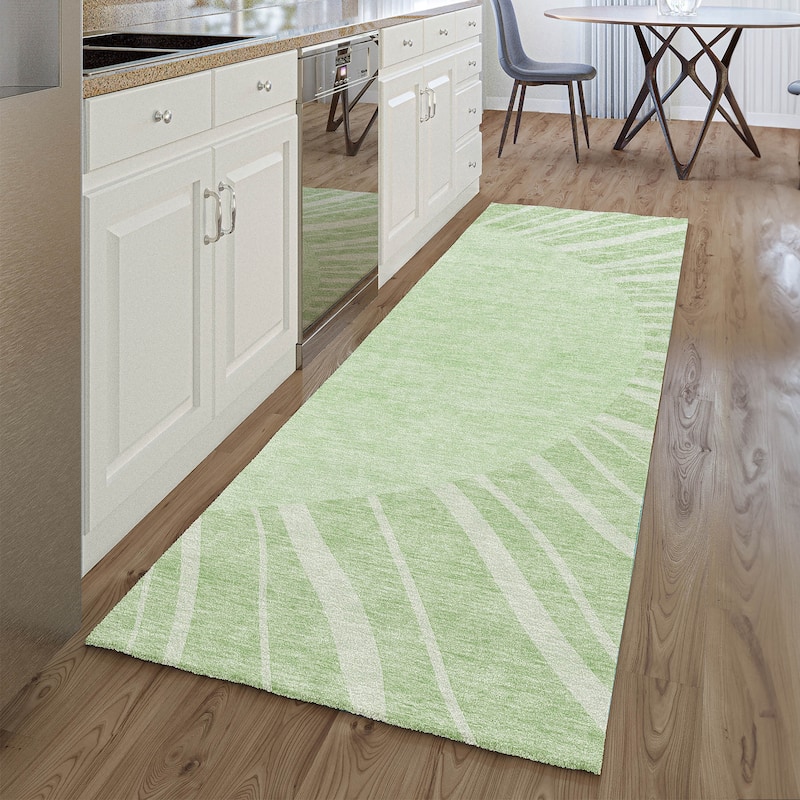 Premium Washable Super Soft Contemporary Rays Mayfield Rug - Aloe - 2' 3" x 7' 6" - Runner