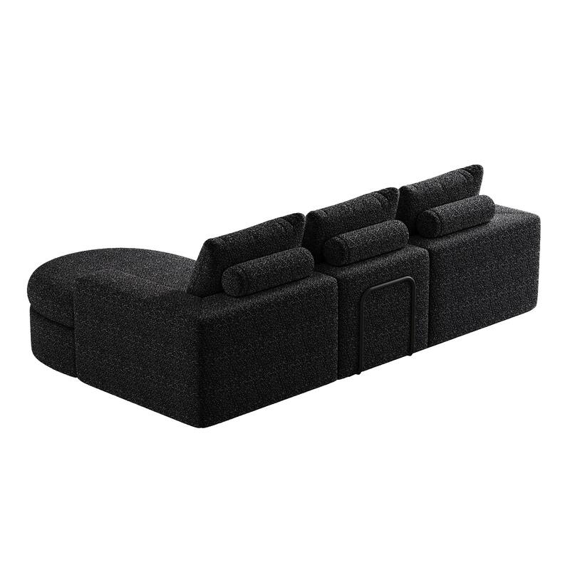 99-Inch Chenille Cloud Curved Sectional Sofa with Chaise, L-Shaped Modern Boneless Couch with Deep Seats,Sectional Sofa