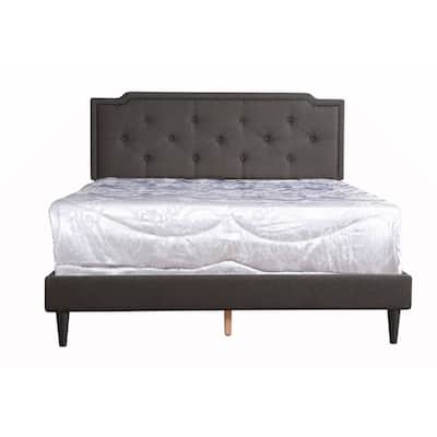 Black Fabric Platform Bed, Queen Size