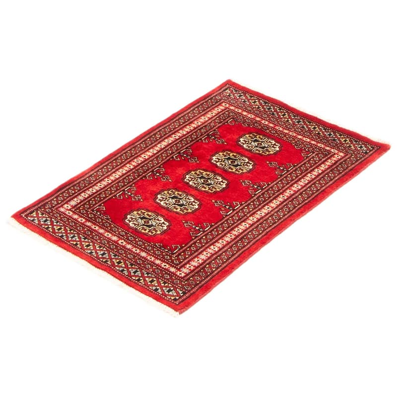 ECARPETGALLERY Hand-knotted Finest Peshawar Bokhara Red Wool Rug - 2'0 x 2'11